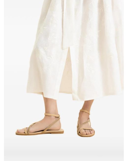 Eleventy Natural Crystal-Wrap Sandals
