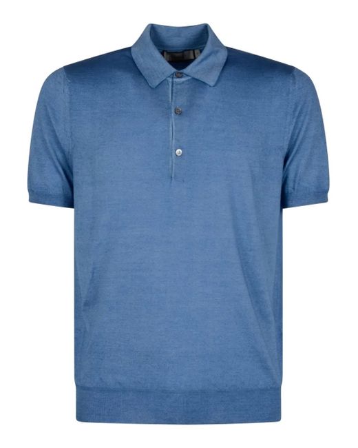 メンズ Canali ファインニット ポロシャツ Blue