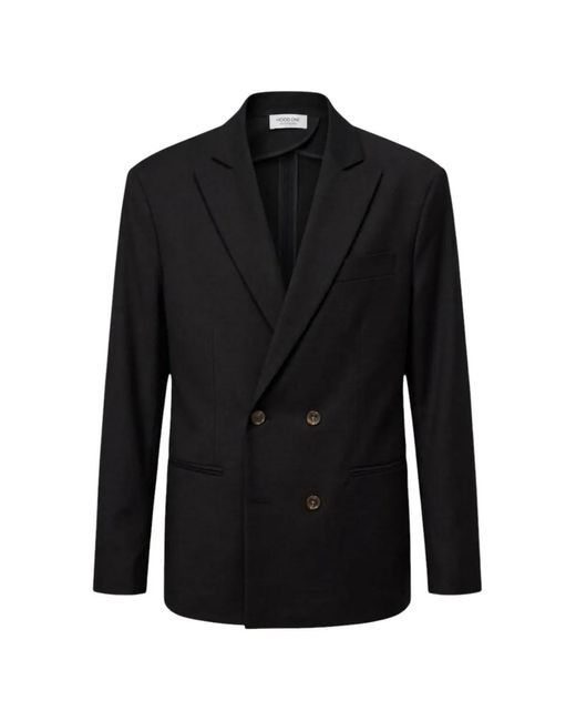 Mood Black Duca Double-Breasted Blazer for men