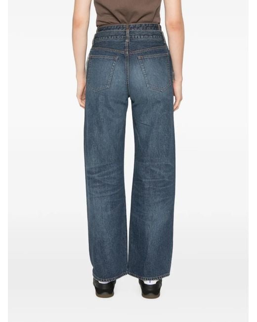 Sacai Blue Belted Layered-Waist Jeans