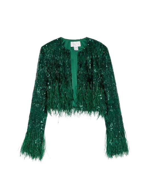 Pamella Roland Green Veste Crop À Ornements
