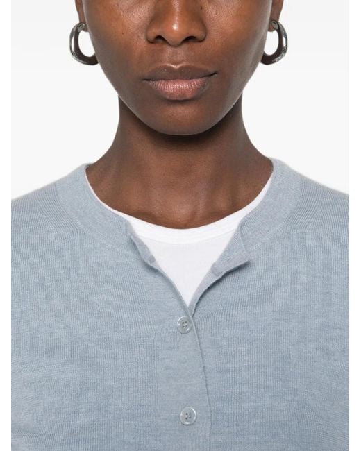 Bompard Blue Plain-Knit Cardigan