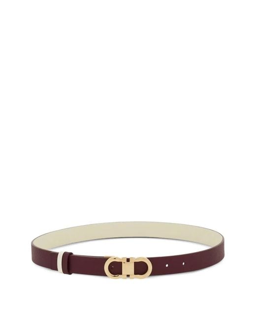 Ferragamo White Reversible And Adjustable Gancini Belt