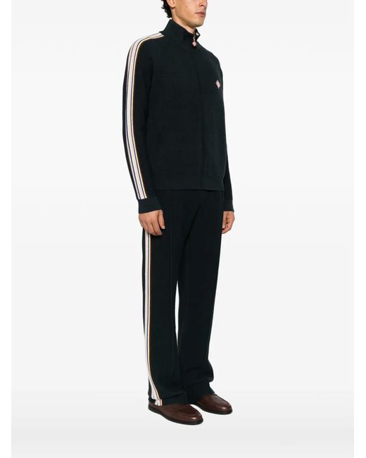 Casablanca Black Logo-Patch Zip-Up Sweater for men