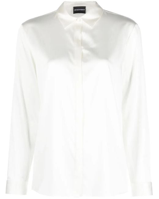 Emporio Armani White Satin Silk Shirt