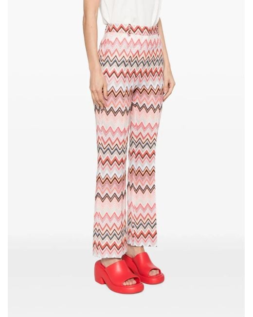 Missoni Flared Zigzag Pattern Trousers With Soft Texture