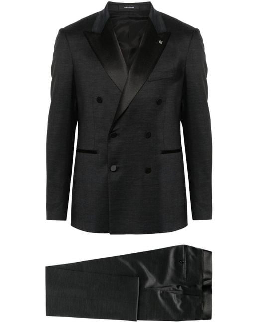 Tagliatore 0205 Doppelreihiger Anzug in Black für Herren