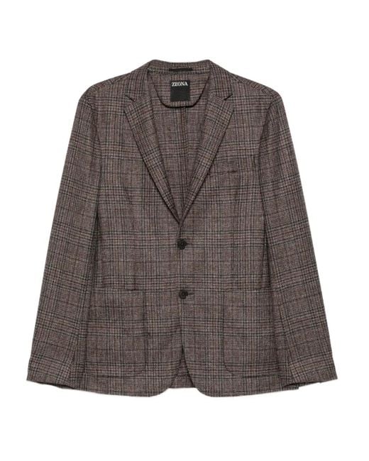 メンズ Zegna チェック ジャケット Brown