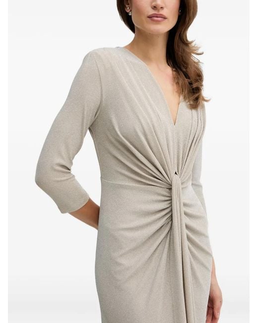 Joseph Ribkoff Natural Twist-Detail Three-Quarter-Sleeve Maxi Dress