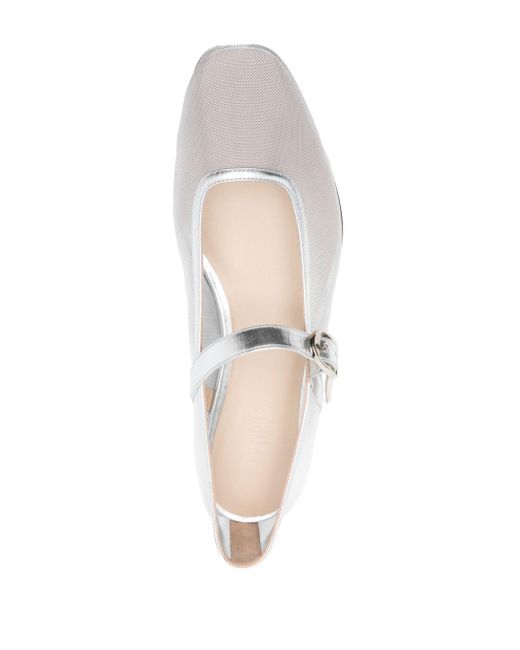 Le Monde Beryl White Mr James Mesh Ballerina Shoes