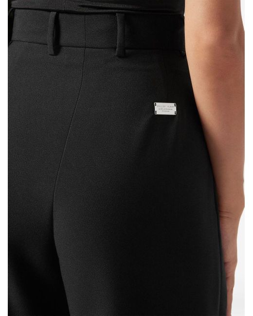 Pantalones anchos de talle alto Philipp Plein de color Black