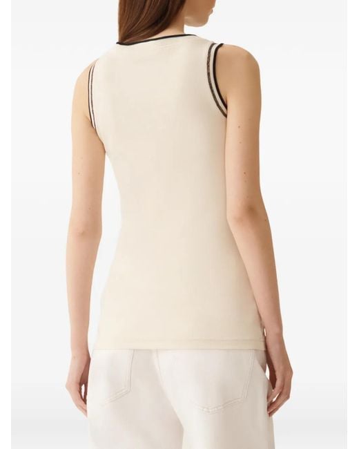 Fabiana Filippi Natural Round-Neck Sleveless Top