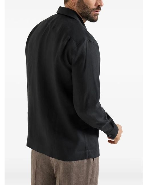 Brunello Cucinelli Black Shirt With Crête Details for men