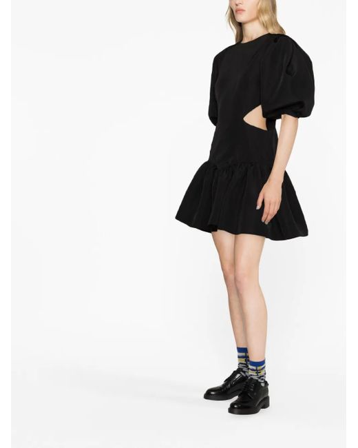 MSGM Black Cut-Out Flared Minidress