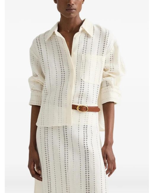 Twp White Chemise Jd Rayée À Col En Pointe