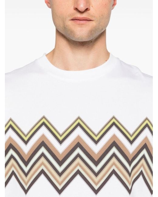 Camiseta con estampado en zigzag Missoni de hombre de color White