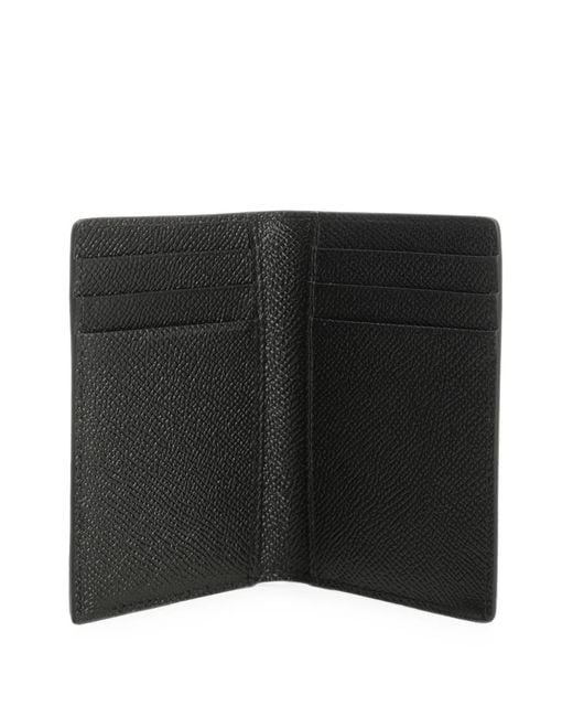 Dolce & Gabbana Black Dauphine-Print Calfskin Bifold Card Holder for men