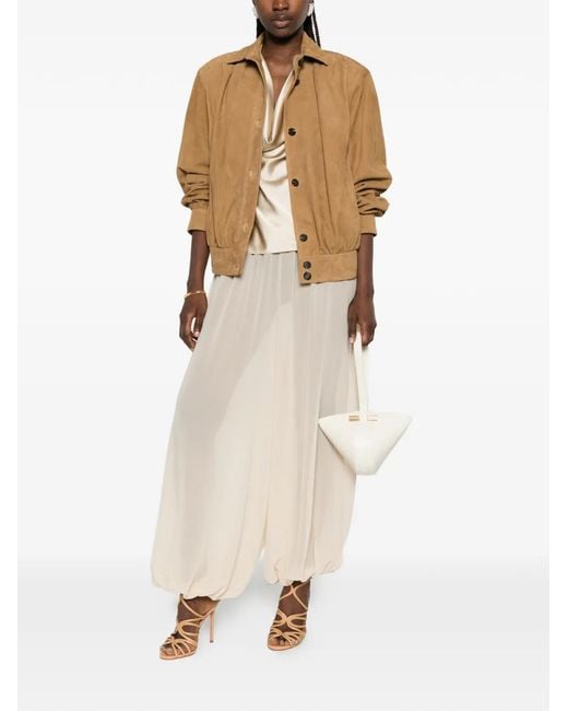 Saint Laurent Natural Suede Buttoned Jacket