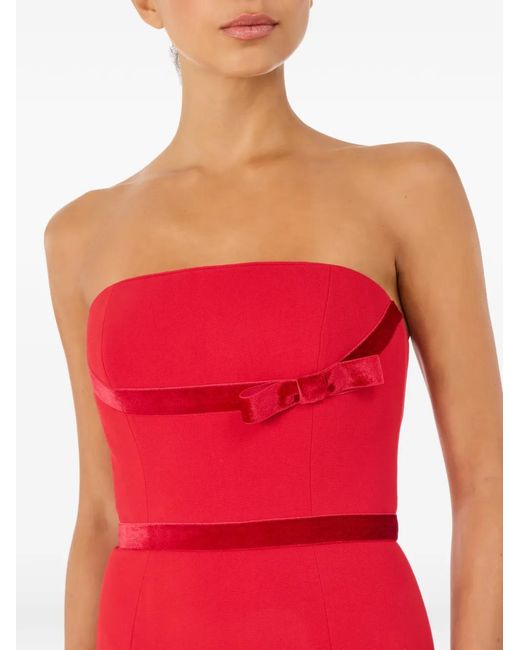 Jenny Packham Red Pamela Bow-Detail Strapless Maxi Dress