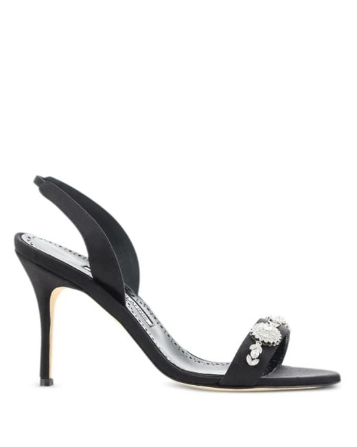 Sandali Lamisan Con Cinturino Posteriore 90Mm di Manolo Blahnik in Metallic