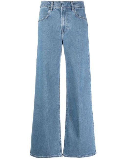 FRAME Blue Mid-rise Wide-leg Jeans