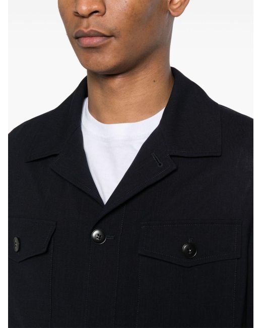 Canali Black Drawstring-Waist Shirt Jacket for men