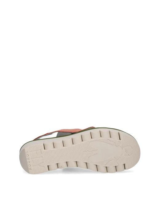 Fly London Pink Multi-Strap Wedge Sandals