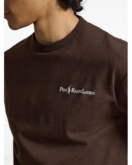 Polo Ralph Lauren Brown Logo-Embroidered T-Shirt for men