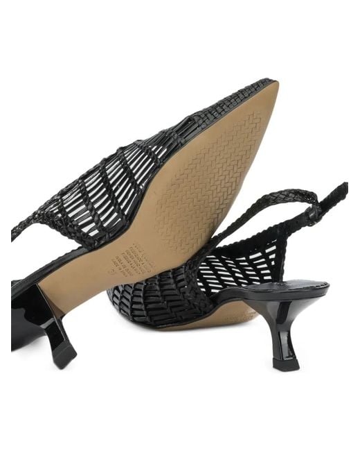 Toni Pons Black Woven Leather Slingback Pumps