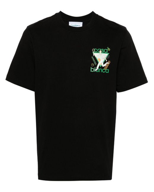 Casablancabrand Black Le Jeu Organic-cotton T-shirt