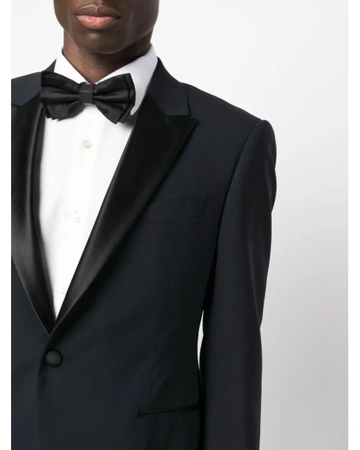 Emporio Armani Black Satin-Trim Single-Breasted Suit for men