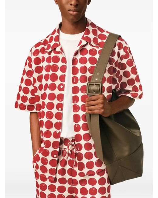 AMI Red Cotton Short Sleeves Boxy Fit Shirt for men
