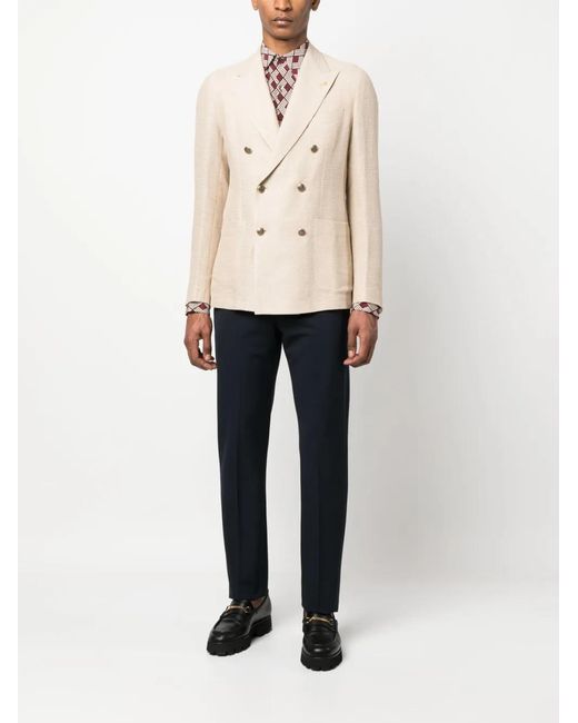 Tagliatore Natural Double-Breasted Peak-Lapels Blazer for men