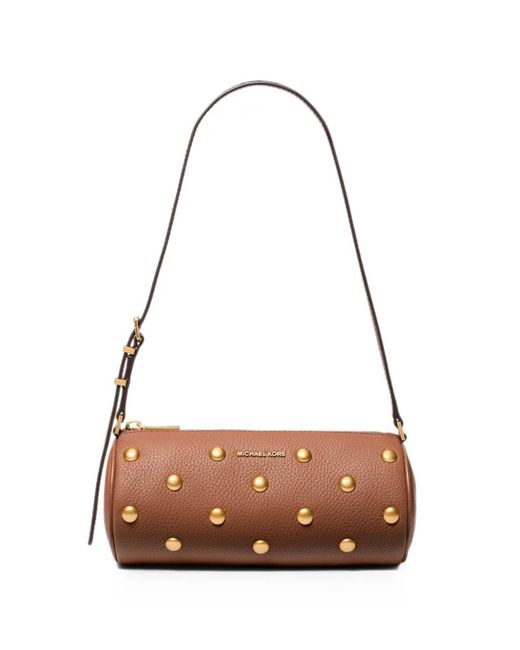 Michael Kors White Small Izzy Stud-Embellished Shoulder Bag
