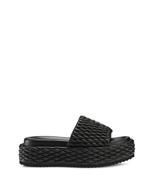 Bogner Black Sorrento Quilted Flatform Slides