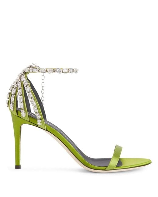 Giuseppe Zanotti Green Adele Crystal-Embellished Sandals