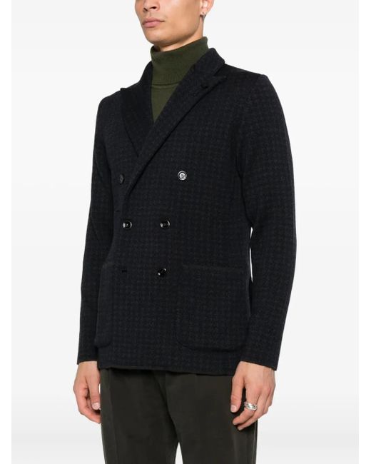 Lardini Black Houndstooth Double-Breasted Jacket for men