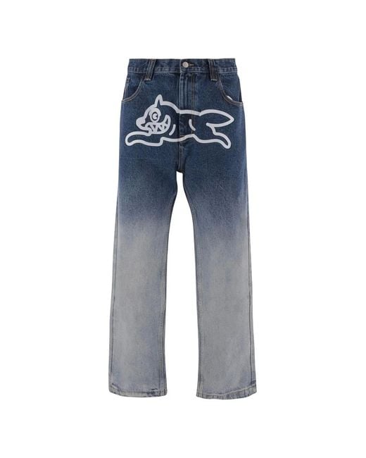 ICECREAM Blue Ombré-Wash Graphic-Print Jeans for men
