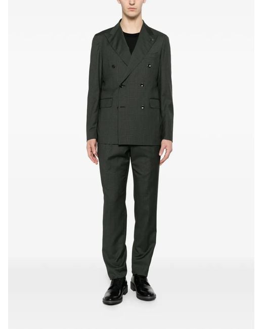 Tagliatore Green Windowpane-Pattern Suit for men