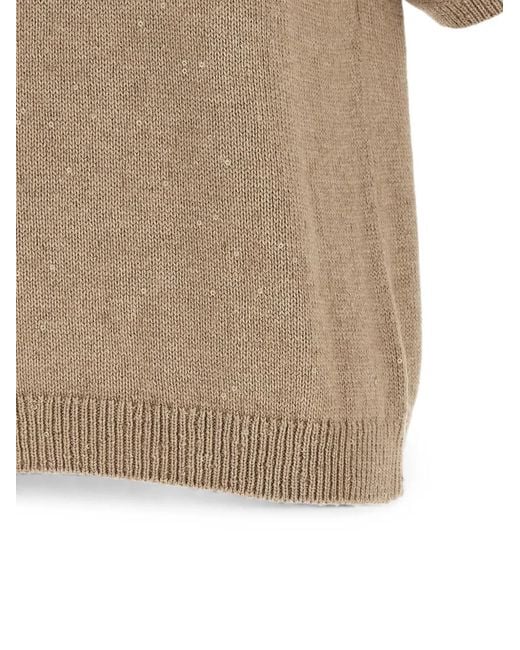 Brunello Cucinelli Natural Sequin-Embellished Diamante Sweater