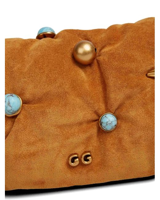 Cult Gaia Brown Amalia Suede Clutch Bag