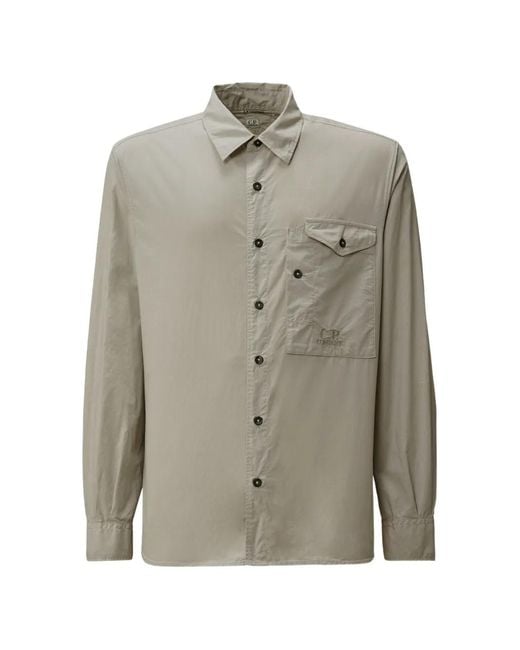 C P Company Gray Chemise À Poche Poitrine for men