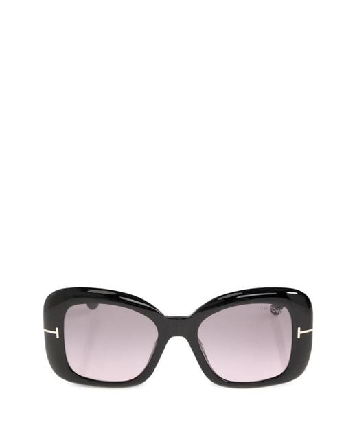 Tom Ford Black T-Logo Square-Frame Sunglasses