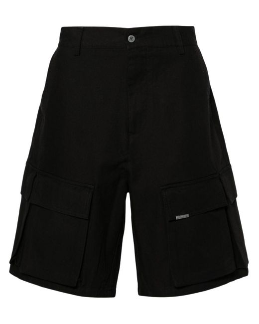 Represent Black Cotton Cargo Shorts for men