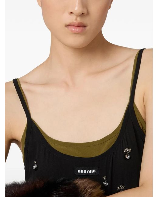 Miu Miu Black Robe Mi-Longue À Broderies