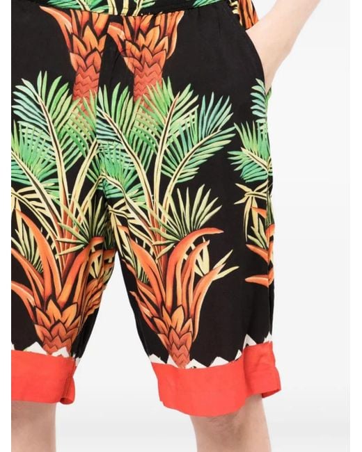 Endless Joy Green Palm-Tree Print Shorts for men