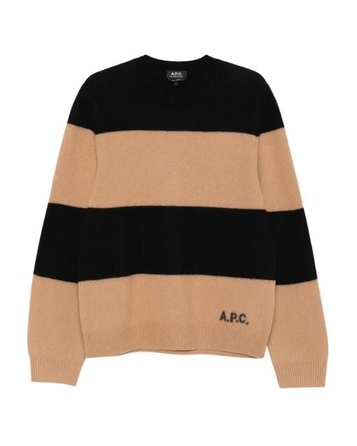 A.P.C. Black Striped Cashmere Sweater for men