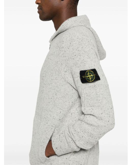 Stone Island Speckle Knit Hoodie in Gray for Men Lyst