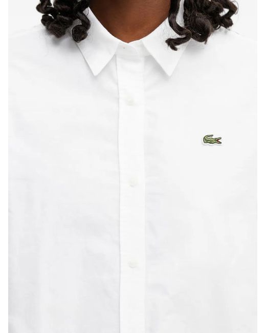 Lacoste White Logo-Patch Button-Down Shirt