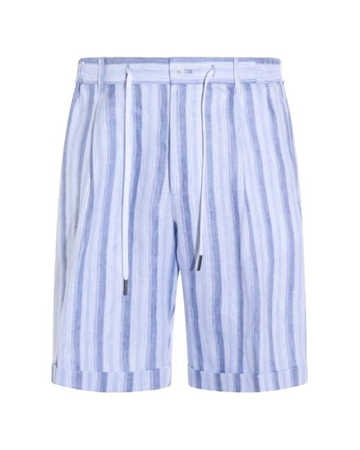 Tagliatore Blue Striped Drawstring Shorts for men